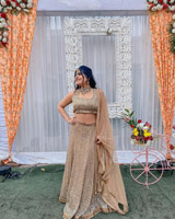 Gold Sheet Antique Sequins Lehenga